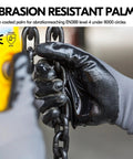 10-Pairs Safety Work Gloves With Non Slip Nitrile Coating For Gardening And DIY Projects Size Large gray gloves holding chains