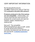 Important information page detailing compatibility for My PlumbingStuff products with early 20th century cast iron tubs.