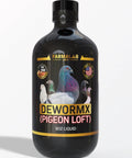 Farmalab Dewormx Pigeon Loft 8oz bottle featuring pigeon image and USA-made label
