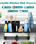 Stainless Steel Sink Caddy With Sponge Holder And Brush Holder Plus Towel Rack And Soap Dispenser Kitchen Sink Organizer