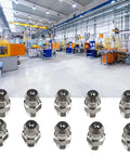 10 Pack Metric M6X1mm Straight Hydraulic Grease Fitting Zerk Nipples 201 Stainless Steel High Hardness Rust Proof Designed To Withstand Harsh Industrial Environments Keeping Machinery Lubed Up Solid And Running Smooth Like New Gear Today, M6 zerk fittings shown in factory