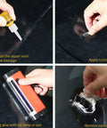 Steps for using Glass Nano Repair Fluid Windshield Kit For Small Chips And Cracks, Easy Quick Fix With Resin System shown in images.