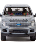 Front view of Ford F150 Limited Crew Cab Diecast Model Truck One Twenty Four Scale Abyss Gray With Opening Doors And Detailed Interior.