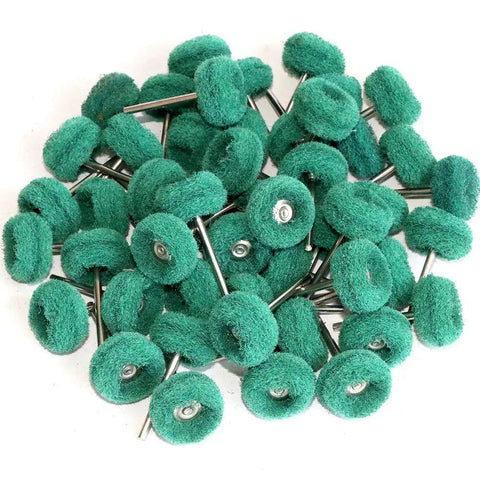 50Pcs Abrasive Buffing Wheels Set For Rotary Tools 3mm Shank Grit 180 Green Mini Scouring Pads Polishing Kit For Rust Removal Deburring On Metal Surfaces And Fine Detail Polishing For Jade Ceramic Glass Wood Stainless Steel