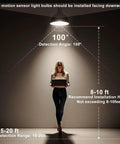 Motion Activated LED Bulbs Three Pack 13W 100W Equivalent A19 E26 Dusk To Dawn Security Lights For Indoor Outdoor Use 5500K Daylight 90 Degree Motion Sensor Auto On No Fuss In Dark No Switch; 100° detection angle