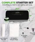 Automatic Vacuum Sealer For Food Storage With Starter Kit And Quick Start Guide Compact Kitchen Gadget includes vacuum sealer, bags, and hose