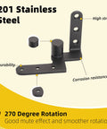 Heavy Duty Black 4 Pack Door Pivot Hinges 270 Degree Rotation Up To 176 Lbs 201 Stainless Steel For Wood Doors Cupboard Swing Cafe Saloon Fence Gate Hinges