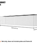 Diagram showing dimensions of 70Ft Heavy Duty Baseball Batting Net For Backyard Practice, with door, measures 70x12x14 ft.