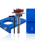 Yakamoz 35mm concealed hinge jig kit with blue base, depth-adjustable guide, and hex key