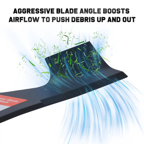 Close-up of Z254F 54 Inch High Lift Mower Blades For Husqvarna Zero Turn Mowers showing airflow and debris ejection