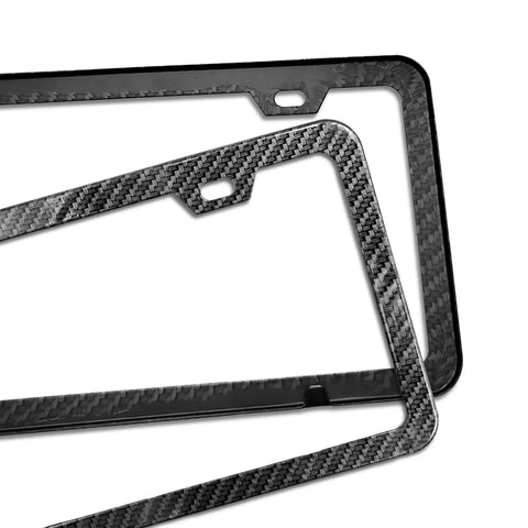 Carbon Fiber Look License Plate Frame Made From Durable Aluminum Scratch Resistant Metal Plate Holder For Cars Universal Fit
