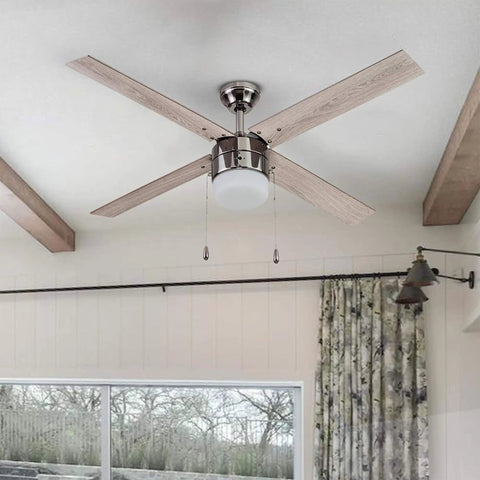 Chism Ceiling Fan 52 Inch Gun Metal With Lit LED Light Kit Bulbs Included, Quiet 3 Speed Reversible Motor, Transitional Design