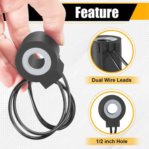 Person holding Solenoid Coil 12V DC 16W One Half Inch Hole Dual Wire Leads For Hydraulic Power Unit