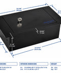 Under Floor Safe With 10mm Laser Cut Door For Slam Dunk Security shown with dimensions and mechanical lock for secure installation.