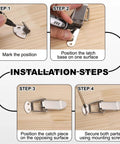 Installation steps for 4 Pack Stainless Steel Spring Loaded Toggle Latches With Mounting Screws For Cabinets Tool Boxes Chests Barn Doors And Wooden Cases Built Tough For Everyday Use.