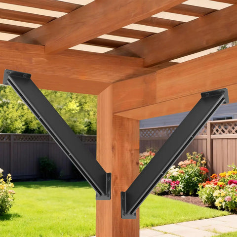 Beefy 45 Degree Angle Support Brackets Kit, 8 Pcs Heavy Duty Steel Pergola Brackets For Wood Posts, Perfect For Pergolas, Gazebos, Patios, Treehouses, All Weather, Powder Coated, Easy Install