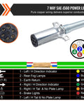 Diagram of 7 way SAE-J560 power line connectors for 15 Foot Semi Truck Air Lines Kit With Glad Hands And 3 In 1 Air Hoses