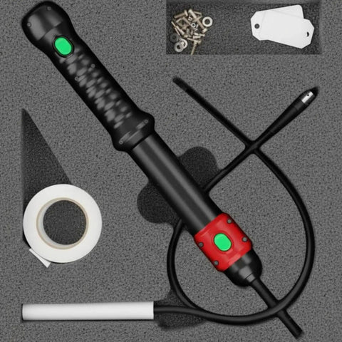Manual Wire Puller Cable Threading Tool Hand Wire Threader With Steel Housing Portable Design For Electricians Attic Wall And Conduit Installations For Precise Line Pulling And Smooth Cable Guidance, black with tape and cable