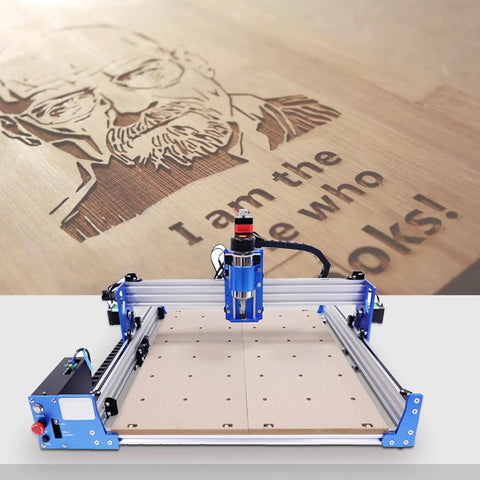 Badass 3 Axis CNC Router Station With 4040 Woodworking Engraver And 110V Desktop Mill for engraving wood art and text.