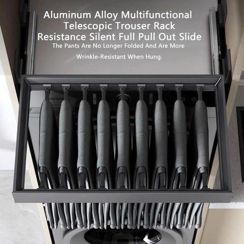 Retractable Under-Cabinet Drying Rack For Pants, Space-Saving Wardrobe Organizer With Hidden Balcony Design, Built Tough Aluminum Frame