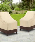 Heavy Duty Waterproof Outdoor Chair Covers Built To Last For High Back Dining And Swivel Chairs Pack Of 2 All Weather Patio Furniture Covers Beige And Brown Fits Up To 29W 30D 42H on patio