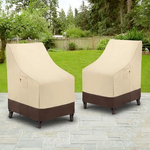 Heavy Duty Waterproof Outdoor Chair Covers Built To Last For High Back Dining And Swivel Chairs Pack Of 2 All Weather Patio Furniture Covers Beige And Brown Fits Up To 29W 30D 42H on patio