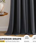 Dark Gray Blackout Curtains for Bedroom and Living Room Two Panels 40 By 63 Inches Thermal Insulated Room Darkening Drapes
