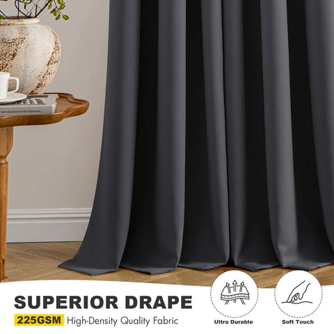 Dark Gray Blackout Curtains for Bedroom and Living Room Two Panels 40 By 63 Inches Thermal Insulated Room Darkening Drapes