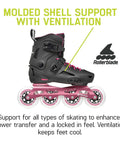 Lightning 90 Womens Urban Inline Skates For All Day Comfort And Versatility In Black And Sangria, featuring molded shell and ventilation