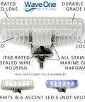 Marine Dual Color LED Boat Spreader Light With Deck Flood Beam Stainless Hardware And Bracket IP68 Waterproof