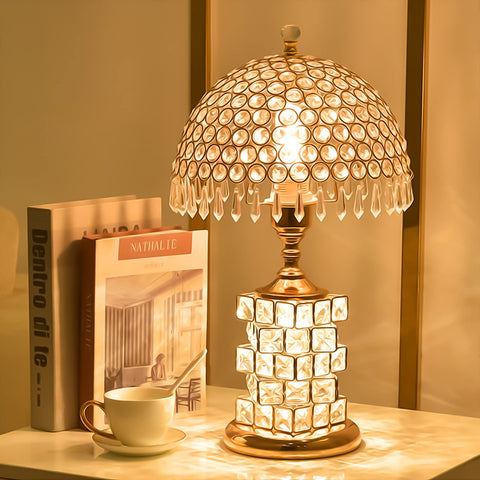 Crystal Table Lamp Set Of 2 Modern Bedside Lamps For Bedroom 3 Way Dimmable Lit Nightstand Lights with E26 Base on table