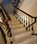 Hella Tough Aluminum Stair Balusters With Flexible Zero To Two Seventy Degree Pivot Bracket For Bulletproof Pet And Kid Safety Fencing Plus Super Simple Floor Mount Install For Indoor Steps And Lofts on elegant staircase.