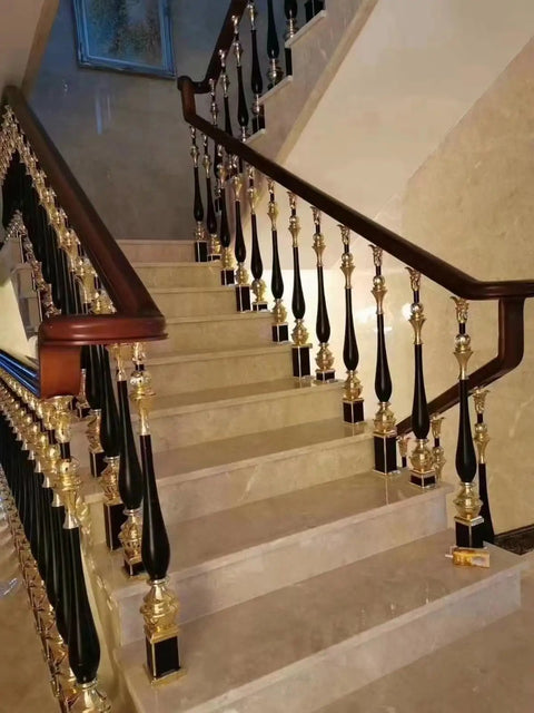 Hella Tough Aluminum Stair Balusters With Flexible Zero To Two Seventy Degree Pivot Bracket For Bulletproof Pet And Kid Safety Fencing Plus Super Simple Floor Mount Install For Indoor Steps And Lofts on elegant staircase.