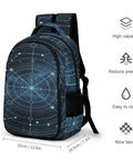 Lit Light Blue Celestial Star Chart Backpack For Everyday Use Unisex Large Capacity Daypack With Durable Polyester