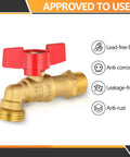 50 Pack Sillcock Hose Bibb Valve Built to Last Tough as Nails 1/2 Inch MIP Inlet To 3/4 Inch MHT Outlet 1/4 Turn Brass Boiler Drain Valve Heavy Duty Corrosion Resistant For Heating Systems Garden Car Wash brass valve with red handle