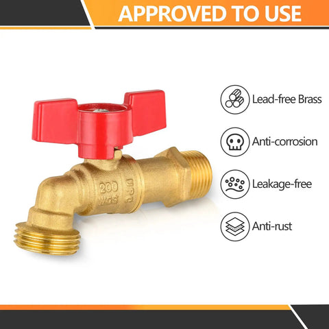 50 Pack Sillcock Hose Bibb Valve Built to Last Tough as Nails 1/2 Inch MIP Inlet To 3/4 Inch MHT Outlet 1/4 Turn Brass Boiler Drain Valve Heavy Duty Corrosion Resistant For Heating Systems Garden Car Wash brass valve with red handle