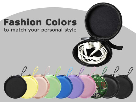 Slick Durable Hardshell Earbuds Case For Apple Ear Pods And Skullcandy Wired Headphones Bumpresistant Travel Tote displayed with colors.