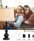 Get These Awesome 26 Inch Tall Rustic Black Farmhouse Table Lamps Set Of Two With Handy Usb Ports Perfect For Bedroom Living Room Study Office Adding Super Warm Cozy Vintage Charm To Your Home, lamp with family and charging ports.
