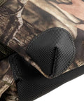 Close-up of Three Bag Tool Bag Set With Suspenders in Mossy Oak Camo, showing heavy duty 1680D poly fabric and reinforced bottom.