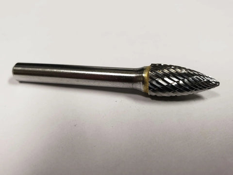 Three Eighths Inch SG3 Pointed Tree Bur Double Cut Solid Carbide For Ferrous And Nonferrous Metals Ideal For Precision Stock Removal