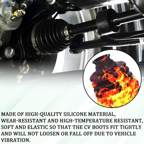 Universal CV Boot Repair Kit Silicone Waterproof Dustproof Axle CV Joint Boot Set With 4 Stainless Steel Clamps And 6 Cable Ties DIY Friendly Highly Flexible Boots For Shaft 19mm To 24mm installed view