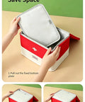 Go To Travel Medicine Bag Organizer For Empty First Aid Kit And Medical Supplies Portable Kit For Travel Car Home Camping Office Hiking Outdoor Use Red Case being folded and stored