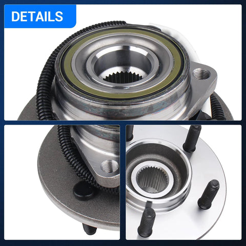 Close-up of Beefy Front Wheel Bearing And Hub Assembly Kit For Ford F 150 2000 2001 2002 2003 4x4 5 Lugs With ABS