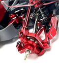 Rock Solid Metal C Hub Carrier And Caster Block Upgrade Kit For 1/10 Scale RC Cars Hella Durable Steering Parts Killer Red Aluminum parts close-up.