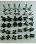Super Tough M8 Plastic Screw Nuts Black Soft Serve Ice Cream Machine Replacement Parts Quick Snap Install Fits Like A Dream Heavy Duty Pack Of Four shown in multiple angles.