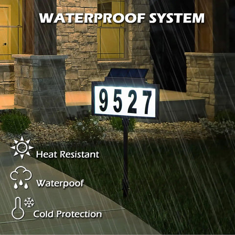 Solar Address Sign With LED Illuminated House Number For Outdoor Use Waterproof Address Plaque for home in rain at night