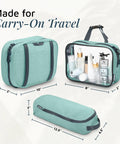 All In One Travel Toiletry Kit Three Piece Set with Hanging Toiletry Bag TSA 311 Liquid Bag Accessory Organizer in Dusty Teal