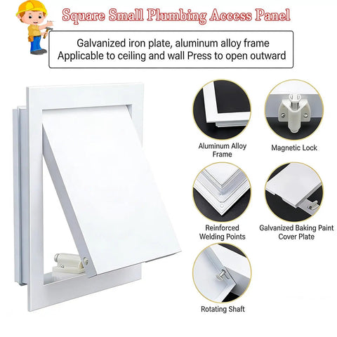 Top Shelf Aluminum Drywall Access Panel With Smooth Snap Shut Hatch For Low Stress Plumbing And Electrical Upgrades Behind Walls And Ceilings Rust Resistant Metal Crawl Space Door Delivering Bulletproof Fit In Cool Black, showcasing magnetic lock and aluminum frame