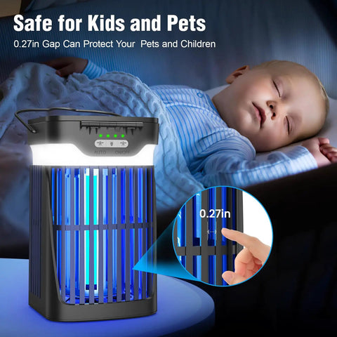 Dual Folding Solar Panel Mosquito Zapper With Auto Sensor USB Rechargeable Cordless Fly Trap 4200V Electric Bug Killer