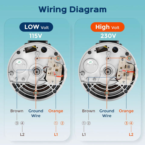 Wiring diagram for Beefy 1HP Pool Pump Motor 56Y Frame 3450 RPM CCW/CW Rotation Square Flange Replacement 115V/230V